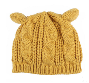 Autumn Winter Cat Ear Knit Beanie (Option: Yellow)