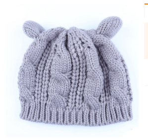 Autumn Winter Cat Ear Knit Beanie (Option: Gray)