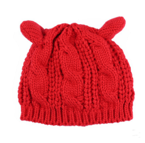 Autumn Winter Cat Ear Knit Beanie (Option: Red)