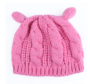 Autumn Winter Cat Ear Knit Beanie (Option: Pink)