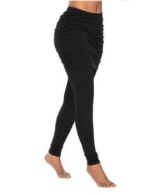 Pack hip side pleated skirt fake two leggings skirt (Option: Black-3XL)