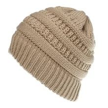 Mixed Color Knitted Wool Hat Ladies Non-labeled Ponytail Hat (Option: Camel)