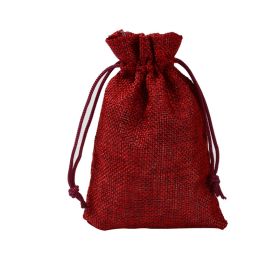 Manufacturers Wholesale Drawstring Linen Bag Mini Rope Linen Jewelry Packaging Gift Bag Bundle Mouth Small Cloth Bag (Option: Wine Red-15x20cm)