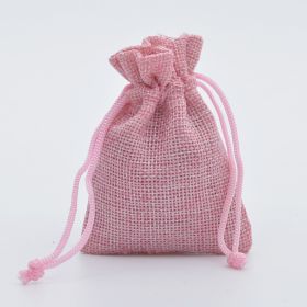 Manufacturers Wholesale Drawstring Linen Bag Mini Rope Linen Jewelry Packaging Gift Bag Bundle Mouth Small Cloth Bag (Option: Pink-15x20cm)