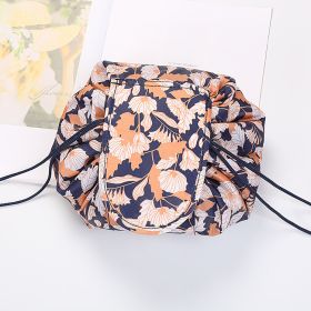 Animal Printing Large Capacity Drawstring Lazy Cosmetic Storage Bag (Option: Brown flower)