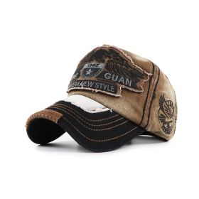 Wash and make old sun protection baseball cap (Option: Beige-58cm)