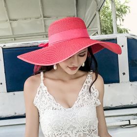 Women's Seaside Summer Vacation Foldable Sun Hat With Wide Brim (Option: Pink-Average Size)
