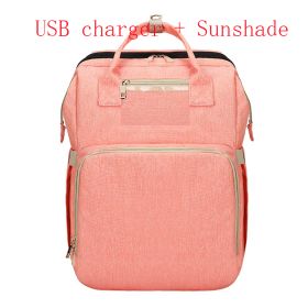 Portable Folding Crib Mummy Bag Portable (Option: Pink Sunshade USB)