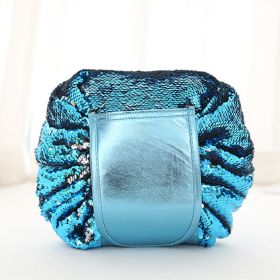 Animal Printing Large Capacity Drawstring Lazy Cosmetic Storage Bag (Option: Sequins blue)