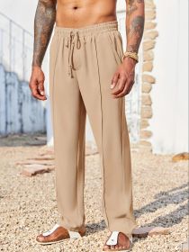 Slacks, Trendy Slacks, Men's Trousers, Men's Trousers, Long Pants, Straight Pants, Corduroy Slacks, Corsets, Anti-wrinkle Slacks, Cropped Pants, Men's (Option: Beige-XXL)