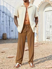 Slacks, Trendy Slacks, Men's Trousers, Men's Trousers, Long Pants, Straight Pants, Corduroy Slacks, Corsets, Anti-wrinkle Slacks, Cropped Pants, Men's (Option: Brown-L)