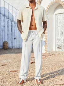 Slacks, Trendy Slacks, Men's Trousers, Men's Trousers, Long Pants, Straight Pants, Corduroy Slacks, Corsets, Anti-wrinkle Slacks, Cropped Pants, Men's (Option: White-S)