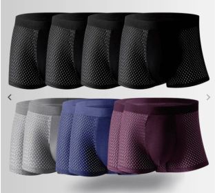 Ice silk men's underwear mesh boxer (Option: Black4 blue2 gray2 red2-L)