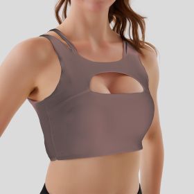 Hollow Sports Bra (Option: Brown-M)