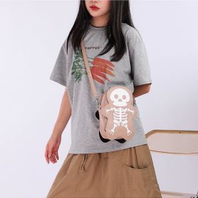 Halloween Skull Shoulder Bag Y2K Fashion Funny Cute Messenger Crossbody Bags Women Small Phone Bag (Option: Khaki)