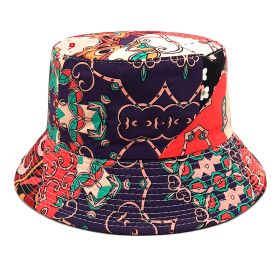 Geometric Bucket Hat Color Matching Printing Double-sided Wear Bucket Hat (Option: 2color-M)