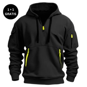 Dropped Shoulder Hooded Sweatshirt Men's Women's Plus Size Loose Pullover Fashion Sweatshirt (Option: Black-3XL-2PCS)