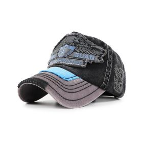 Wash and make old sun protection baseball cap (Option: Black-58cm)