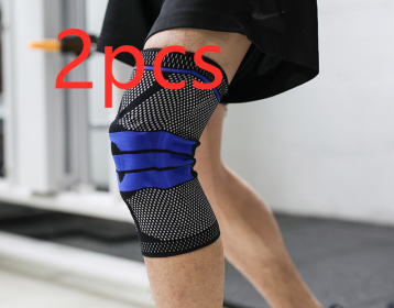 Sports Running Fitness Protection Knee Pads Brace Strap (Option: Black blue anti slip2-S)