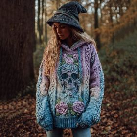 Autumn And Winter Relaxed-fit Hoodie Top Casual Drop-shoulder Vintage Printed Sweater (Option: WYUT15496-XL)