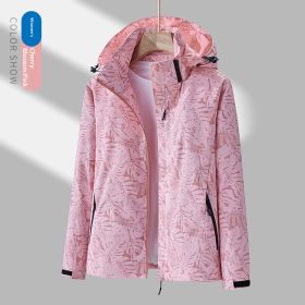 Women's Minimalist Printed Waterproof Outdoor Jacket (Option: Pink-XL-female)