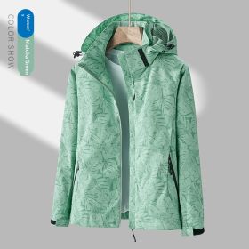Women's Minimalist Printed Waterproof Outdoor Jacket (Option: Green-XL-female)