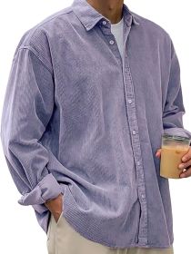 Casual Loose Men's Autumn And Winter Thick Shirt Jacket (Option: Purple-S)