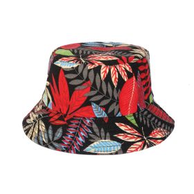 European And American New Printing Bucket Hat Women's Spring And Summer Canvas Hat Travel Beach Double-sided Wear Bucket Hat Generation Hair (Option: Red-M)