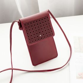 Cross Body Mobile Phone Bag Touching Screen Clear Window Mini Purse Cell Phone Bag Pouch DIN889 (Option: Wine Red)