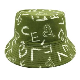 Love Letter Pattern Digital Printing Bucket Hat (Option: Green-M)