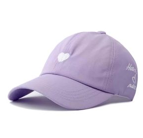 Preppy Style Love Embroidery Ponytail Half Topless Hat (Option: Purple-M)