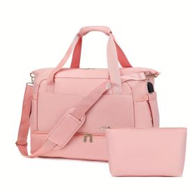 Women's Travel Duffel Bag, Sports Gym Yoga Duffel Bag Weekender Overnight Totes Bag (Option: Pink)