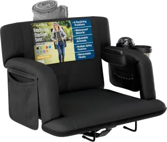 Alpcour Premium Reclining Stadium Seat For Bleachers With Back Support (Option: Black-25Wide)