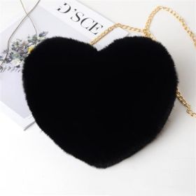 Love Bags For Women Plush Chain Shoulder Bags Valentine's Day Party Bag (Option: Black)