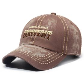 Retro Washed Baseball Cap For Men And Women Couple (Option: Brown-Adjustable)