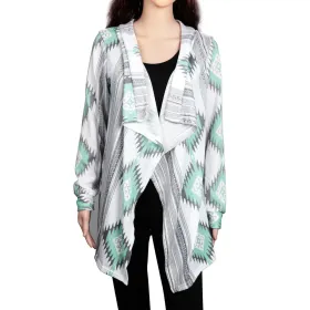 Women Open Front Cardigan Long Sleeve Shawl Neck Breathable Cardigan Well Collection (Option: Green-Xl)