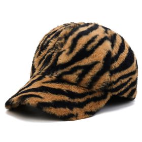 Fashion Leopard Fleece Baseball All-matching Peaked Cap (Option: Zebra Brown-Adjustable)