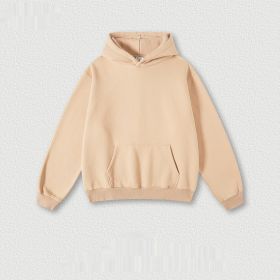 Men's Fashion Retro Velvet Padded Hooded Sweatshirt (Option: Khaki-S-Tops)