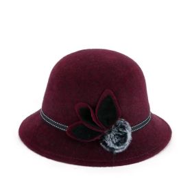 Flower Fashion Hat Temperament Fairy Style Fisherman's (Option: Wine Red-58to60cm)