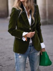 Women's Fashionable Elegant Solid Color Coat (Option: Army Green-S)