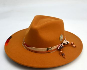 Wool-like Autumn And Winter Felt Cap British Woolen Hat (Option: Pendant orange-LorXL)
