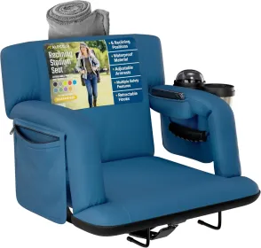 Alpcour Premium Reclining Stadium Seat For Bleachers With Back Support (Option: NavyBlue-21Wide)