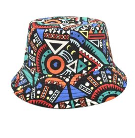 Printed Fisherman Hat Double-sided Can Wear Colorful Triangle Basin Hat (Option: Blue)