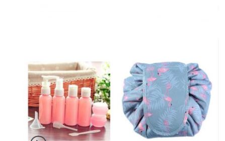 Animal Printing Large Capacity Drawstring Lazy Cosmetic Storage Bag (Option: Bottle bottling+bird)