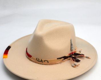 Wool-like Autumn And Winter Felt Cap British Woolen Hat (Option: Stylish Pendant Beige-LorXL)