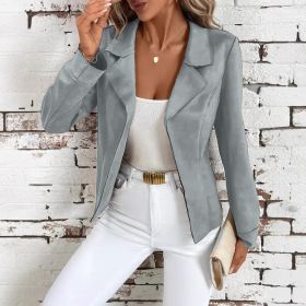 Autumn And Winter Elegant Slim Slimming Women's Jacket Cardigan Jacket (Option: Grey-L)