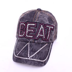 Korean Style Hat Fashion Hat New Women's Hat Baseball Cap Rhinestone Denim Wholesale (Option: Black)