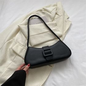 Western Style Shoulder Texture Crossbody Underarm Small Square Bag (Option: Black)