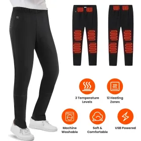 Winter Heated Pants For Men Women With 12 Heating Zones 5V USB Powered Heating Trouser With 3 Heating Levels Machine Washable For Outdoor Winter Activ (Option: XL)