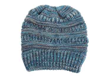 Mixed Color Knitted Wool Hat Ladies Non-labeled Ponytail Hat (Option: Blue Tibetan)